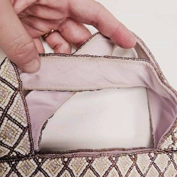 Vintage Avon Beaded Purse Top Handle Bag Diamond Pattern Evening Party Handbag - Picture 3 of 10